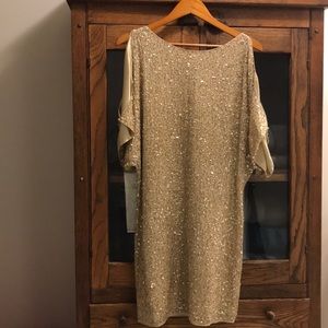 Unique beaded gold dress